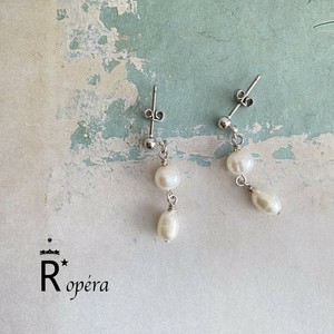 淡水パール RICE ピアス　日本製　ハンドメイド　チタン　上品　フォーマル