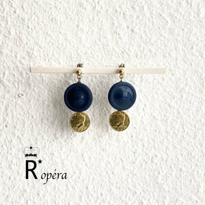 ヴィンテージ釦 x COIN ピアス　日本製　ハンドメイド　チタン