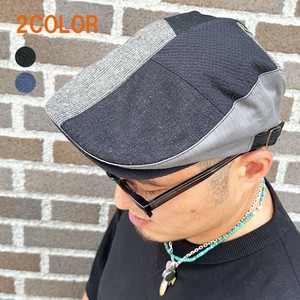 【人気定番】デニム パッチワーク ハンチング 綿麻 帽子 メンズ レディース