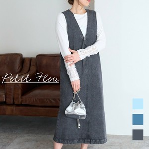 【SALE】Vネックデニムジャンパースカート/追加