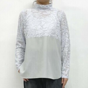 T-shirt Light Blue Navy Jacquard Cut and Sew S/S
