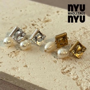 [ピアス]レディース 韓国アクセサリー シルバー/ゴールド ピアス シンプルスクエアパール