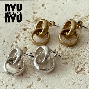 [ピアス]レディース 韓国アクセサリー シルバー/ゴールド ピアス  2連サークル シンプル