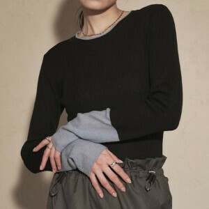 Sweater/Knitwear Crew Neck Color Combination Knit