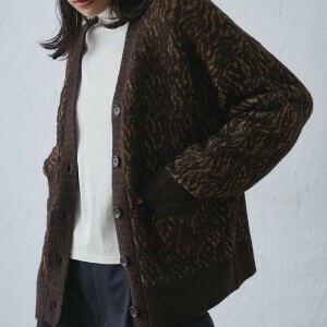 Cardigan Jacquard Knit Cardigan V-Neck