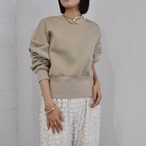 【SALE　即納】ボンディングTOPS（ベージュ・ブラック）シンプル　スリット　もちもち　春秋冬