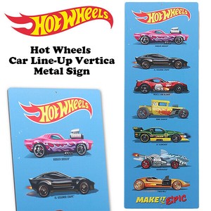 バーティカル メタルサイン Hot Wheels Car Line-Up 【ホットウィール 看板】