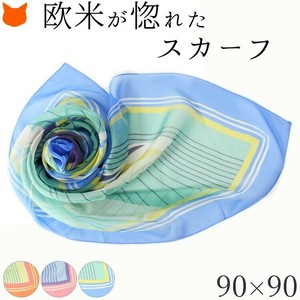 スカーフ シルク 日本製 大判 レディース シフォン シルクスカーフ 熱帯魚 魚 海 夏 横浜スカーフ