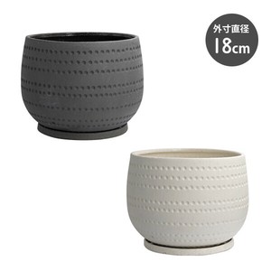 【インテリア鉢／陶器鉢／皿付】BOEX エスビューク シャロー 18cm