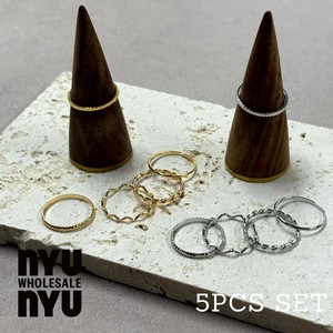 [リング]5点セット シルバー/ゴールド 韓国アクセサリー リング 真鍮 指輪 シンプル レディース