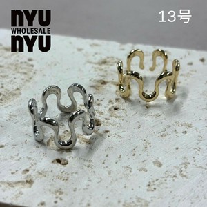 [リング]ウェーブ シルバー/ゴールド 韓国アクセサリー リング 指輪 レディース13号