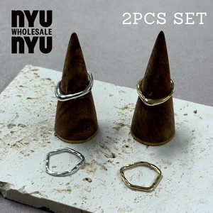 [リング]2点セット シルバー/ゴールド 韓国アクセサリー リング 真鍮 指輪 シンプル