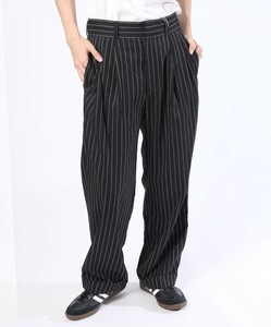 スラックス ワイド ストライプ チェック WIDE STRAIGHT SLACKS