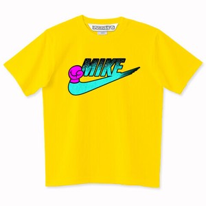 MIKE ブルースラッシュ　ピンクグローブ　スタンダードシルエット　イエローTシャツ【 インクジェット 】