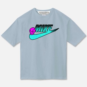 MIKE ブルースラッシュ　ピンクグローブ　ビッグシルエット　サックスカラーTシャツ【 インクジェット 】