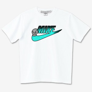 MIKE ブルースラッシュ　シルバーグローブ　スタンダードシルエット　ホワイトTシャツ【 インクジェット 】