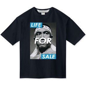 三島由紀夫　LIFE FOR SALE　BLUE BOX　ビッグシルエット Tシャツ　BK　インクジェットプリント