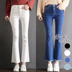 デニム《カットオフクロップドフレアデニムパンツ》《現品限り》