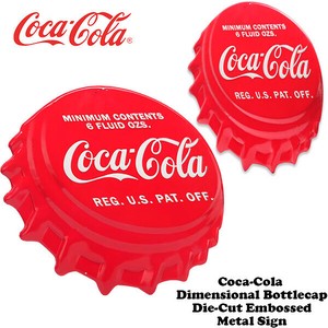 ダイカット エンボスメタルサイン COCA COLA DIMENSIONAL BOTTLE CAP【コカコーラ】