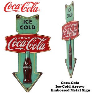 ダイカット エンボスメタルサイン COCA COLA ICE COLD ARROW【コカコーラ】