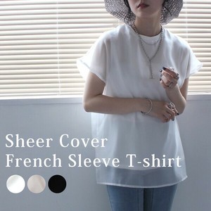 シアーカバーフレンチスリーブTシャツ 半袖 ノースリーブ 2025夏新作【即納】
