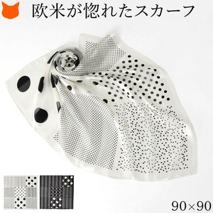 Thin Scarf Patterned Large Size Ladies fashion Stripe 90cm Made in Japan