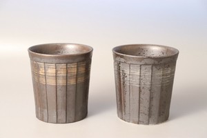 ロックカップ（金かすり）と（銀かすり）のペアセット 日本製 ビアグラス