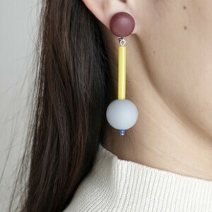 Pierced Earringss Bicolor Colorful Pastel Acrylic