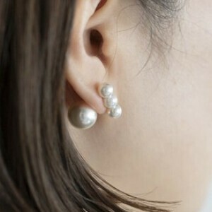 韓国　アクセサリー　ゴールド　シンプル　サークル　軽量 　パール　個性的　人気　チタンピアス 2way