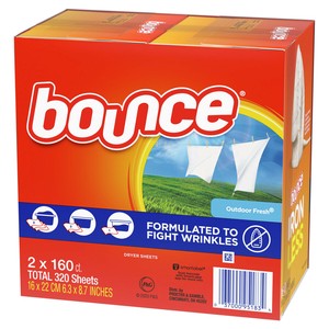 バウンス ドライヤーシート 320枚 bounce 乾燥 コストコ ソフトナー アウトドア フレッシュ 160枚入りx2組