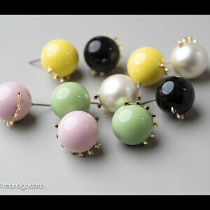 Pierced Earrings Titanium Post Pearl Colorful Star Pastel Acrylic