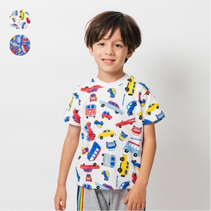 車総柄プリント半袖Tシャツ　M34806　日本製、本体綿100%、可愛い、カラフル、賑やか、ギフト