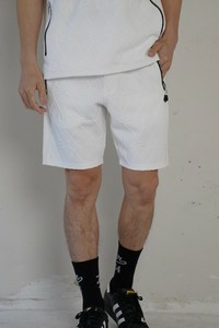 【ユニセックス】45977【LUXE/R】フクレジャガード生地　ラインストーンZIPショートパンツ（RMS）