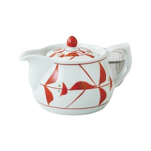 89585 波佐見焼 古代朱巻花 MSポット 450ml