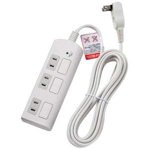 ELPA(エルパ) 耐雷サージ フラットスイッチ付タップ 3個口3m ホワイト WBS-LS303F(W)