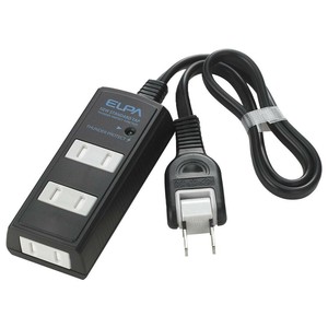 ELPA 耐雷サージ機能付コード付タップ 3個口2m ブラック WBT-3020SBN(BK)