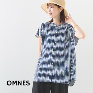 Button Shirt/Blouse Band-Collar Shirt Rayon French Sleeve [Expected Mid July]