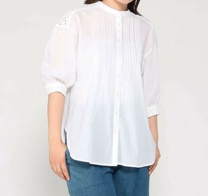 Button Shirt/Blouse Pintucked Blouse Bird