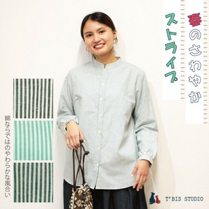 衬衫 女士 立领 竖纹 日本制造