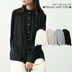Button Shirt/Blouse Pintucked Frilled Blouse
