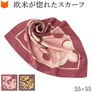 Thin Scarf Red Brown Polka Dot Made in Japan