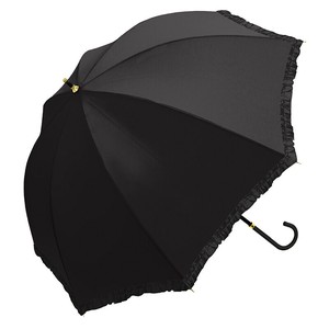 ■レイングッズ特集■■2025SS　新作■　晴雨兼用長傘　フリル×ブラックコーティング（手開き）　BK