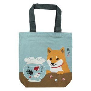 【セール商品】A4トートバッグ　内ポケット付き　きんぎょとしばた　金魚　柴犬
