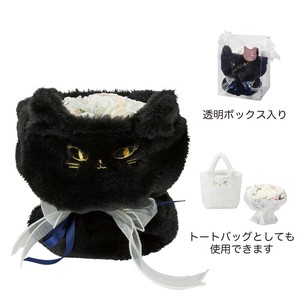 猫トート付きソープフラワーブーケ　フラワー　ポット　鉢　ピック　花　植木　母の日