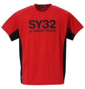 SY32 by SWEET YEARS ビッグサイズ メンズ アスレチックプラクティス半袖Tシャツ レッド  5L 6L