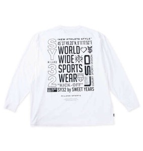 SY32 by SWEET YEARS ビッグサイズ メンズ マルチロゴバックプリント長袖Tシャツ ホワイト  3L 4L 5L 6L