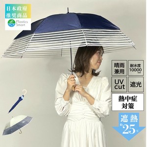2025 熱中症対策 日傘 大きさが変わる UVカット&完全遮光 裾POEボーダー トランスフォーム傘