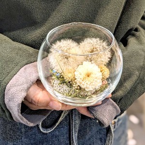 ★世界にひとつ★プリザーブドフラワーたんぽぽラウンドグラス幸せ風にのせて花材ギフトお供えお祝い