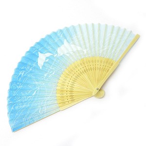 「和物」シルク扇子 イルカと波