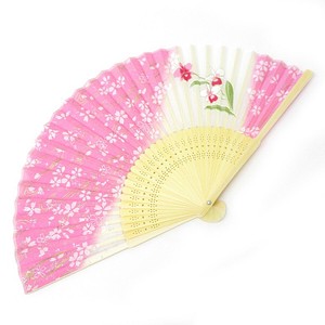 「和物」シルク扇子 白桜 カトレア
